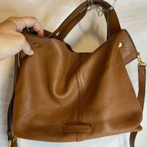 Vince Camuto Unstructured Chestnut Tan Leather Crossbody Tote Style Satchel